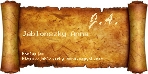 Jablonszky Anna névjegykártya